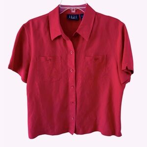 Vintage Button Shirt Ramie Rayon Crazy Horse Liz Claiborne Raspberry Pink Large